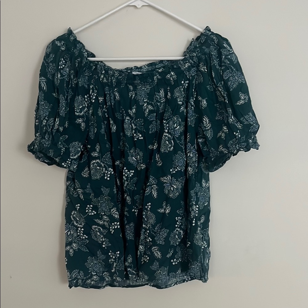 Gap Floral Green Women's Off the Shoulder Top